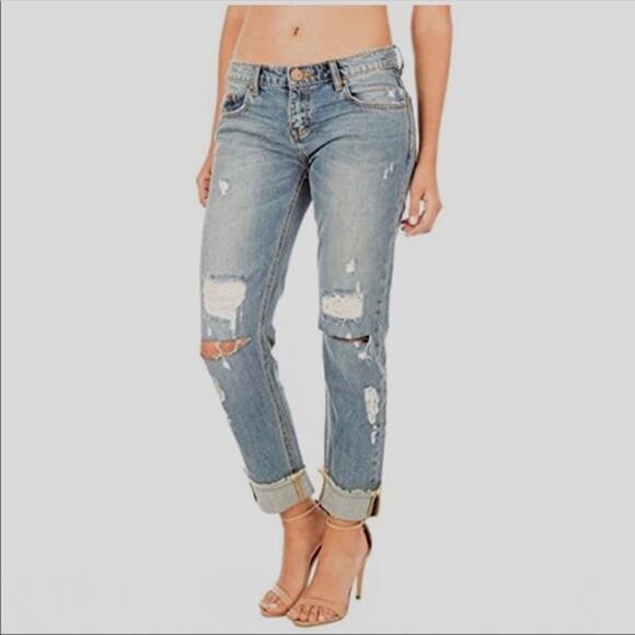 One Teaspoon Blue Buoy Awesome Baggies Cropped Jeans Sz 25 Ripped Booty Flirty - Picture 5 of 11